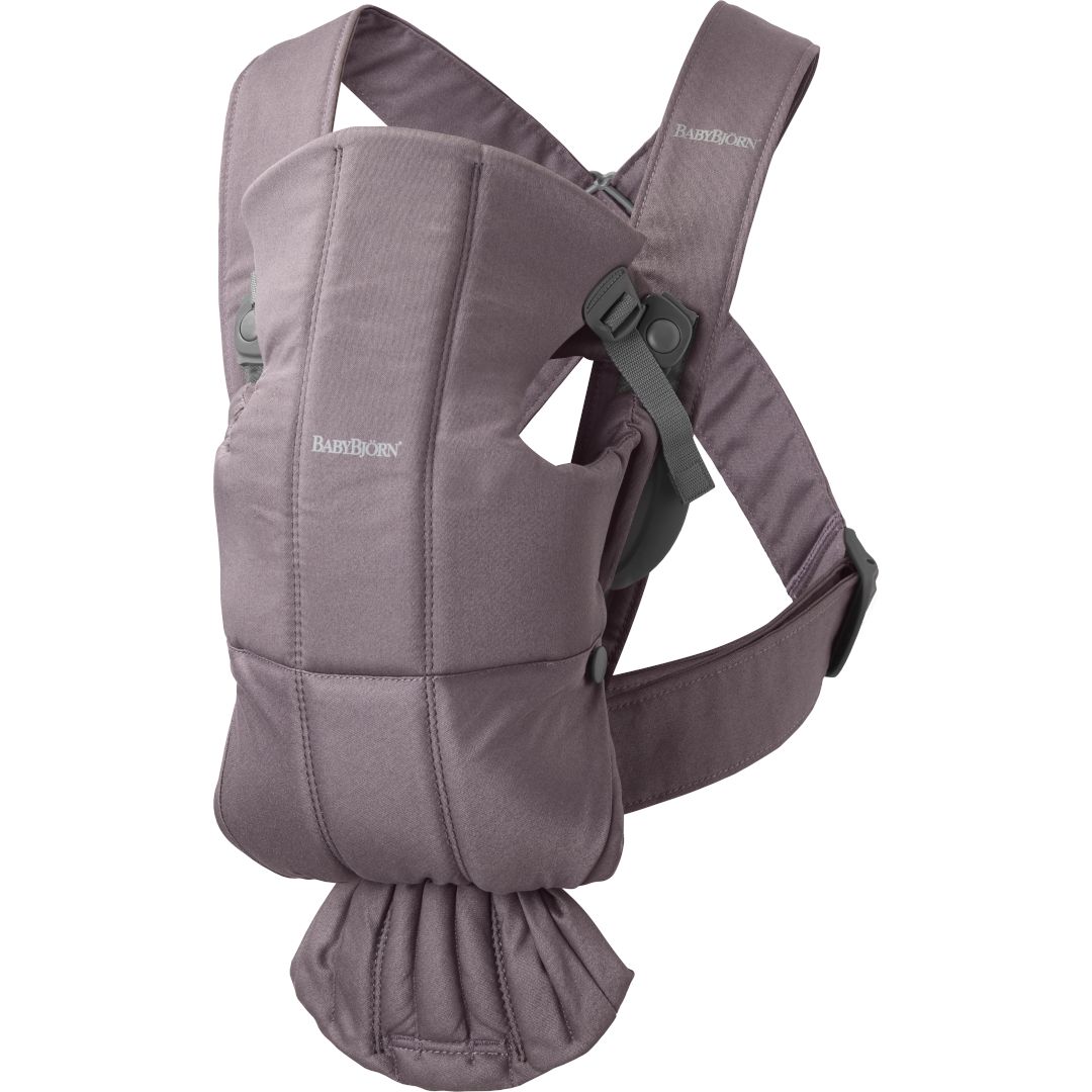 Marsupiu anatomic cu multiple pozitii de purtare BabyBjorn Mini, Dark Purple, Bumbac