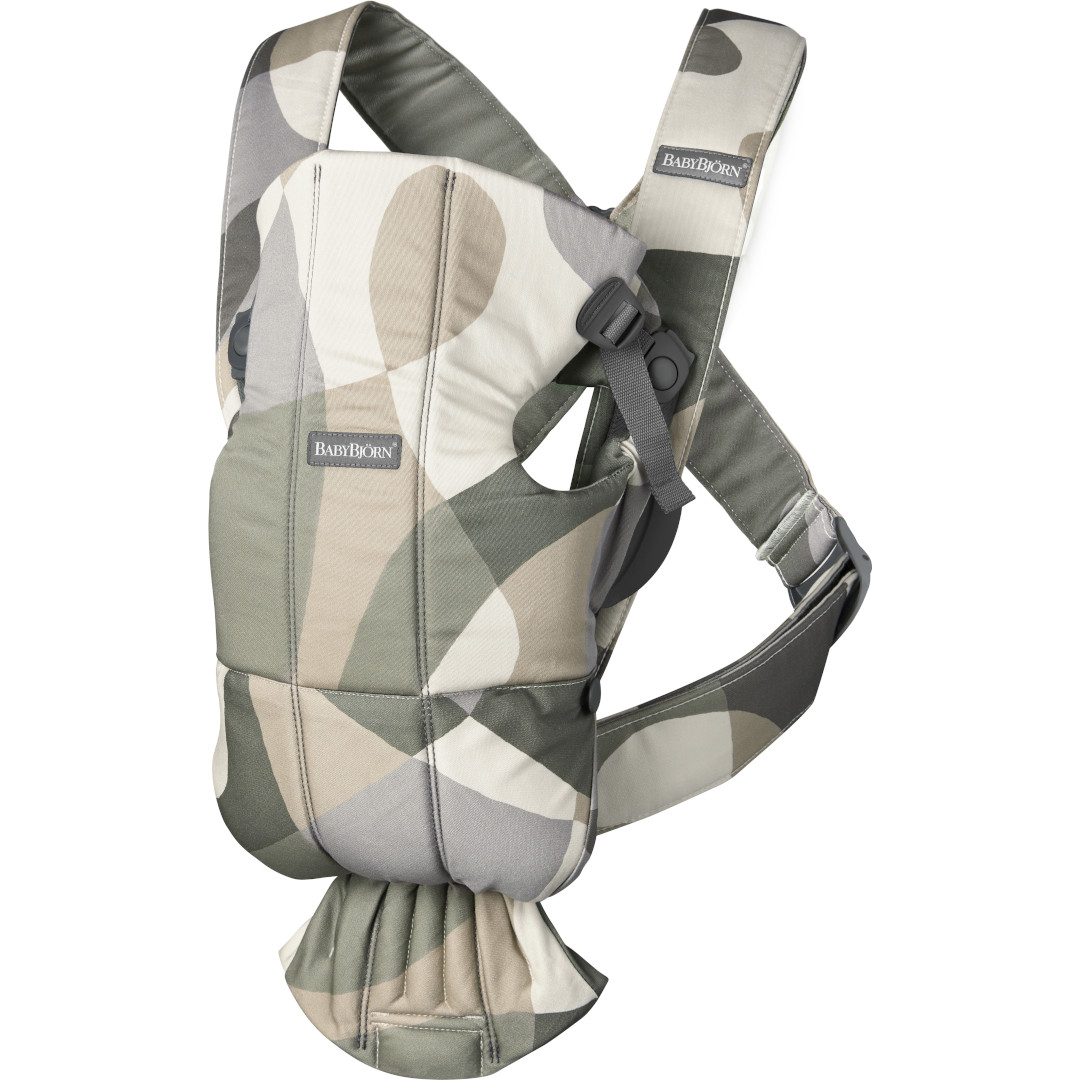 Marsupiu anatomic cu multiple pozitii de purtare BabyBjorn Mini, Khaki/Green, Bumbac