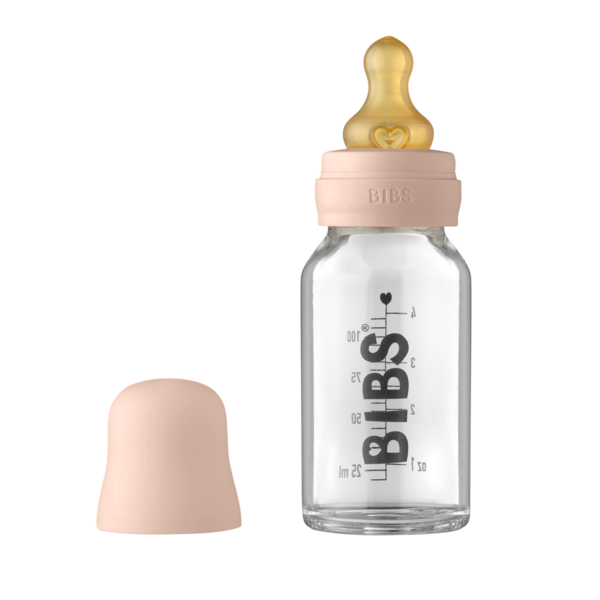 BIBS - Set complet biberon din sticla anticolici, 110 ml, Blush