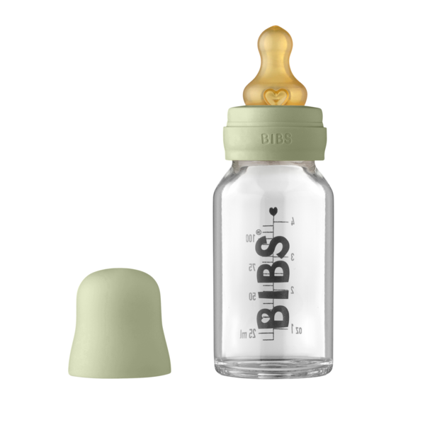 BIBS - Set complet biberon din sticla anticolici, 110 ml, Sage