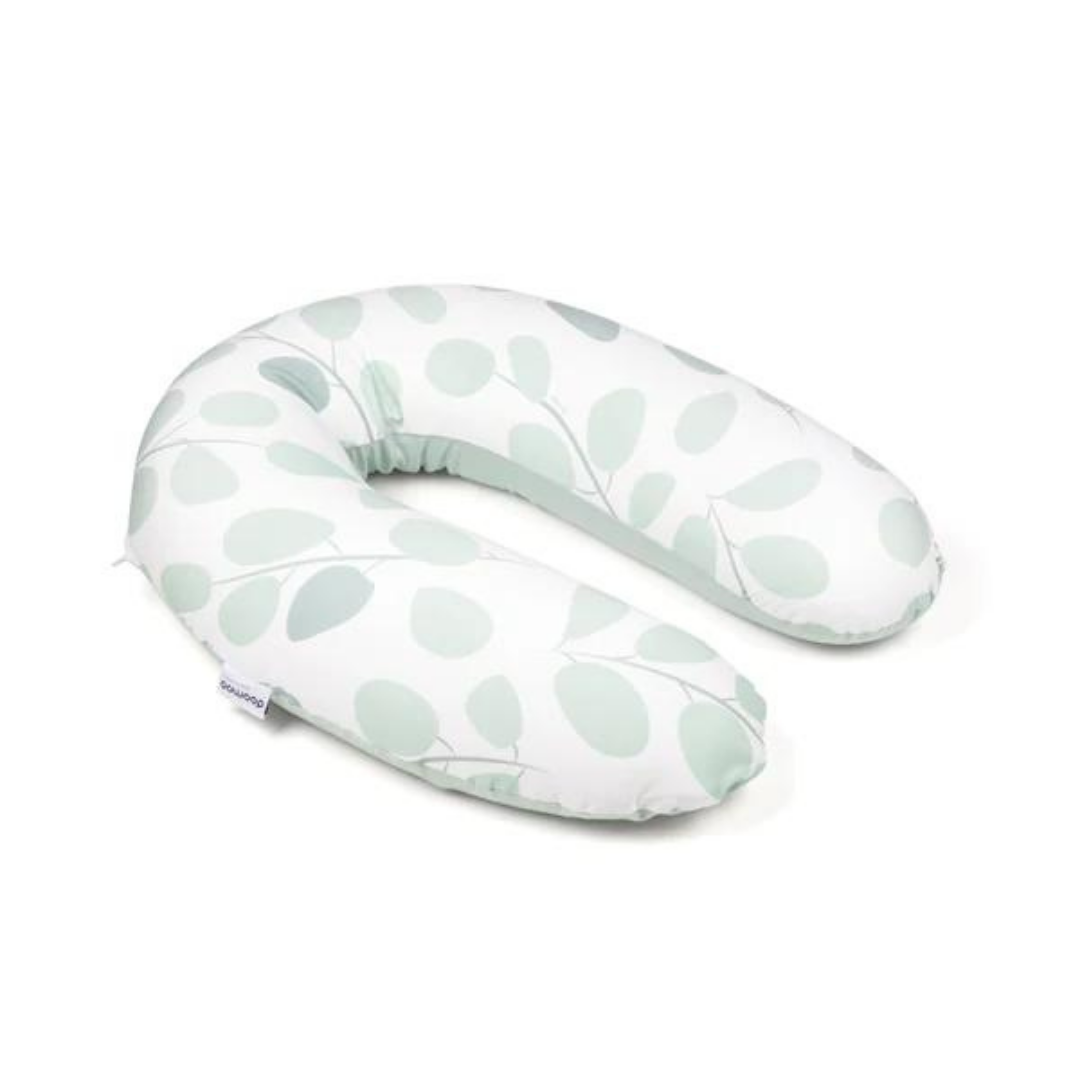 Doomoo - Perna mare pentru gravide si bebelusi 3 in 1, bumbac organic Buddy Leaves Aqua Green