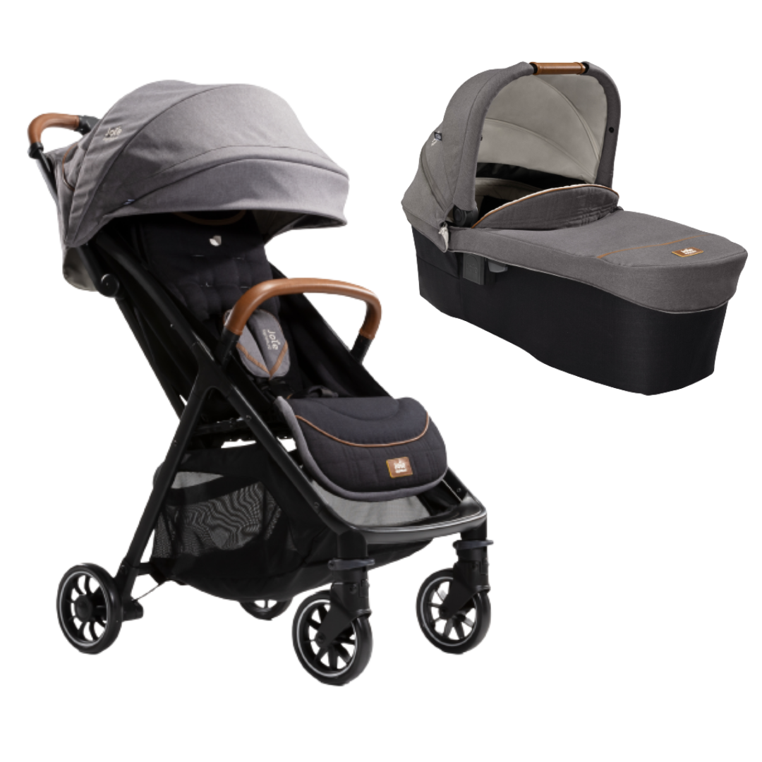 Carucior pentru copii Joie Parcel ultracompact 2 in 1, nastere - 22 kg, Signature Carbon (Carucior Parcel Carbon + Landou Ramble XL Carbon)