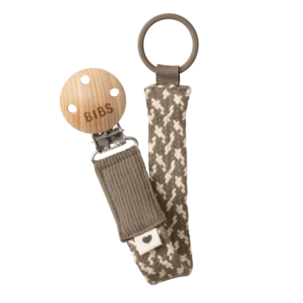 Bibs - Lantisor clip pentru suzeta, Dark Oak/Vanilla