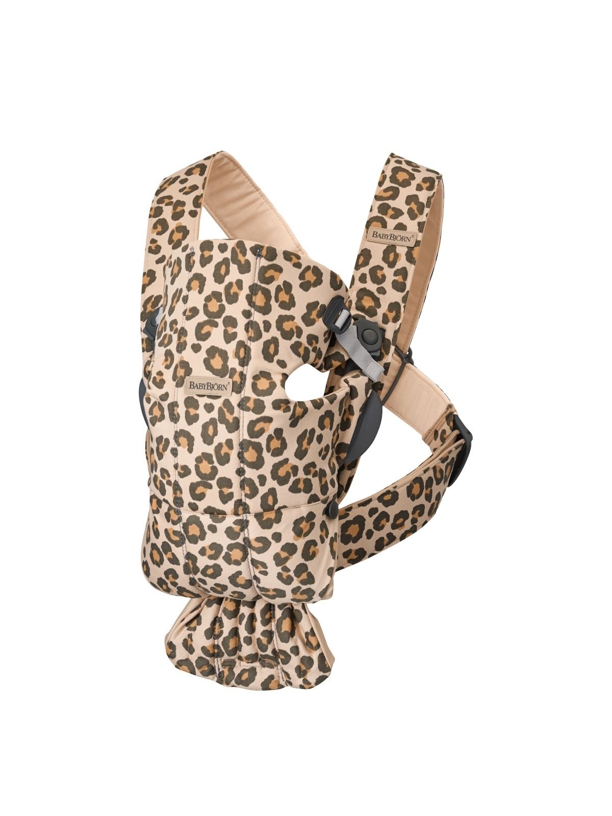 Marsupiu anatomic cu multiple pozitii de purtare BabyBjorn Mini, Beige/Leopard, Bumbac, Editie Limitata