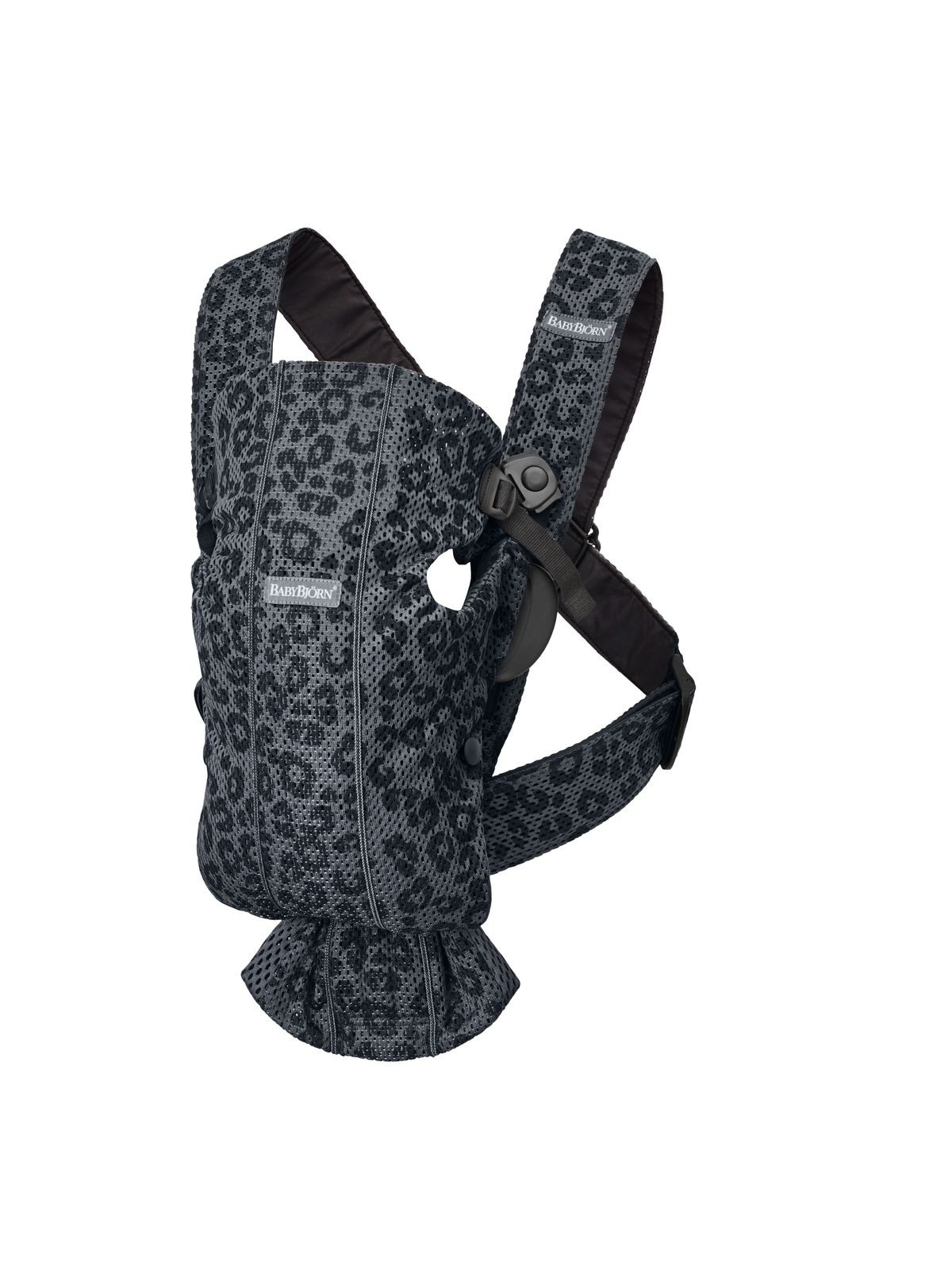 BabyBjorn - Marsupiu anatomic cu multiple pozitii de purtare Mini Anthracite/Leopard 3D Mesh - Editie Limitata