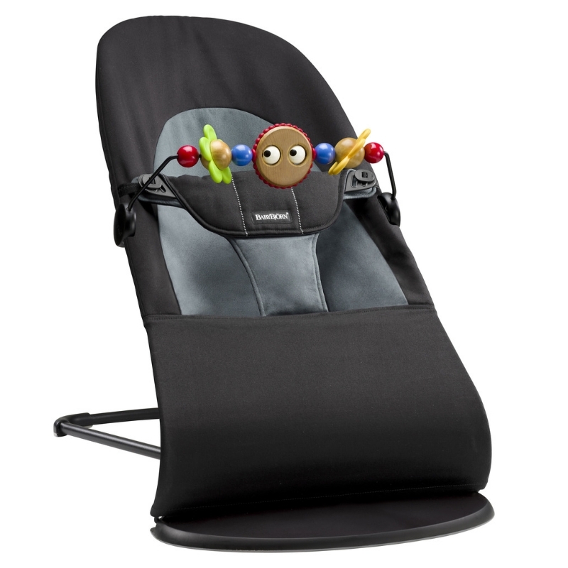 BabyBjorn - Balansoar Balance Soft Black/Grey cu bara de jucarii