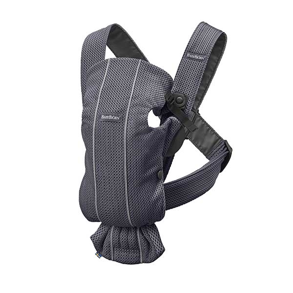 BabyBjorn - Marsupiu anatomic Mini, cu pozitii multiple de purtare – Anthracite, 3D Mesh