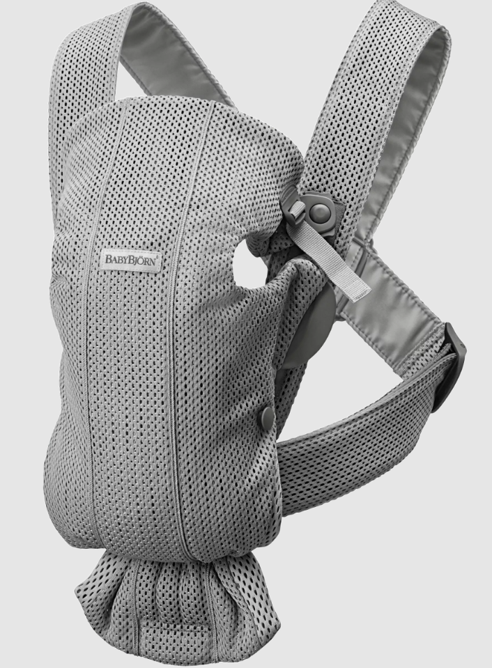 Marsupiu anatomic cu multiple pozitii de purtare BabyBjorn Mini, Grey, 3D Mesh