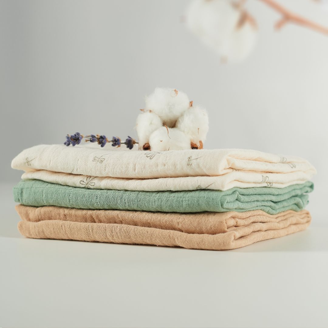 Muselina multifunctionala din bumbac 100% organic, ONINO HUG.me, Pure Nature, x3 bucati, 60 x 60 cm, certificata GOTS