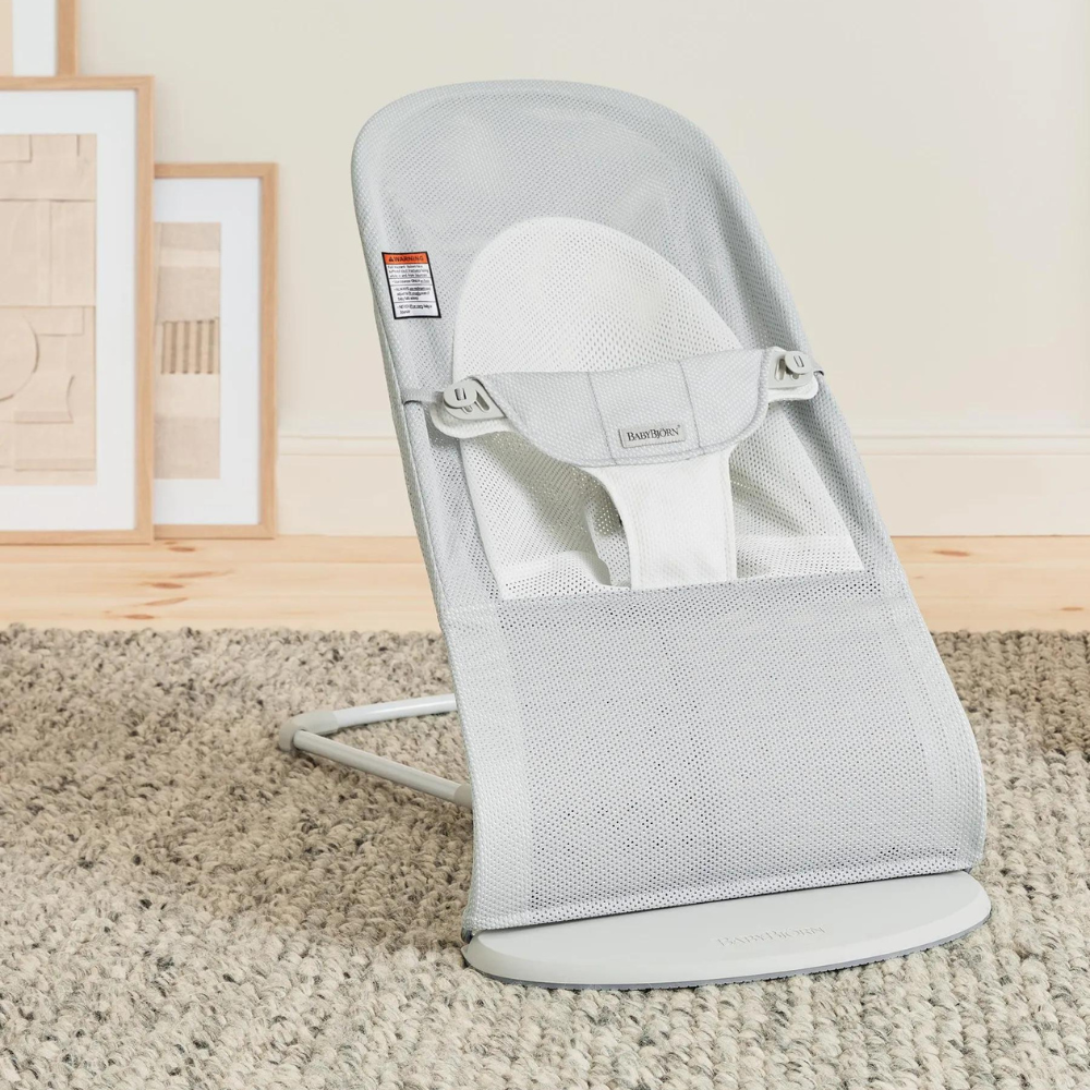 Balansoar din mesh pentru copii Baby Bjorn Balance Soft, Silver/ White
