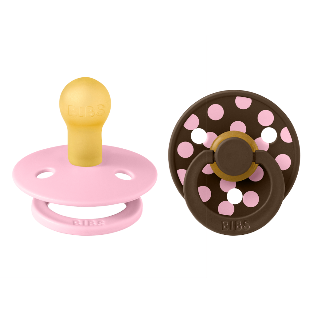 BIBS - Set 2 suzete Colour Studio Collection Polka Dots, tetina rotunda, 0 luni+