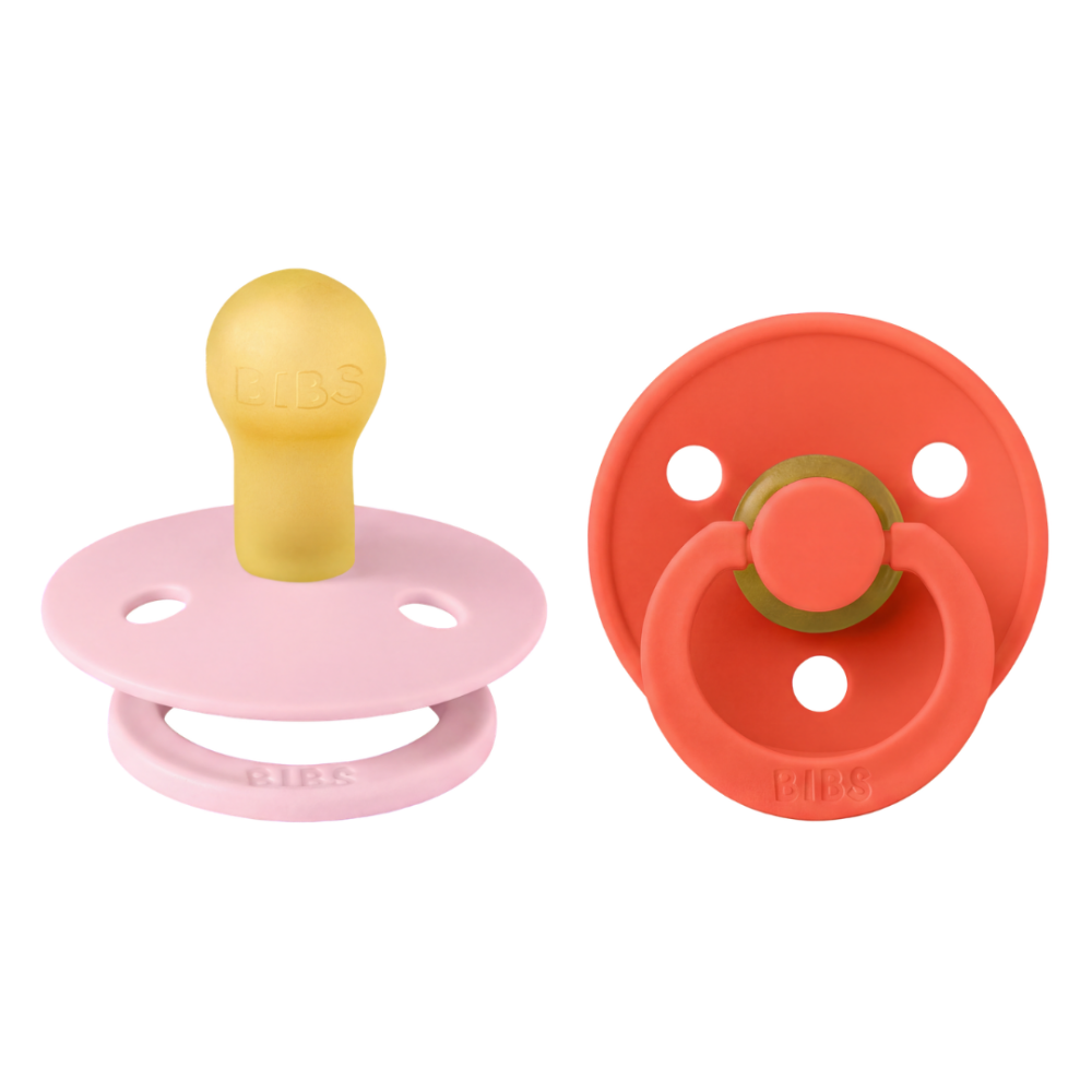 BIBS - Set 2 suzete Colour Latex, tetina rotunda, 0 luni +