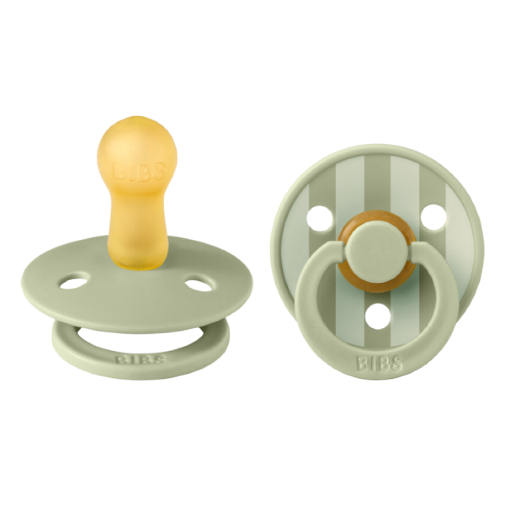 BIBS - Set 2 suzete Colour Studio Collection Stripe Latex, tetina rotunda, 6 luni+