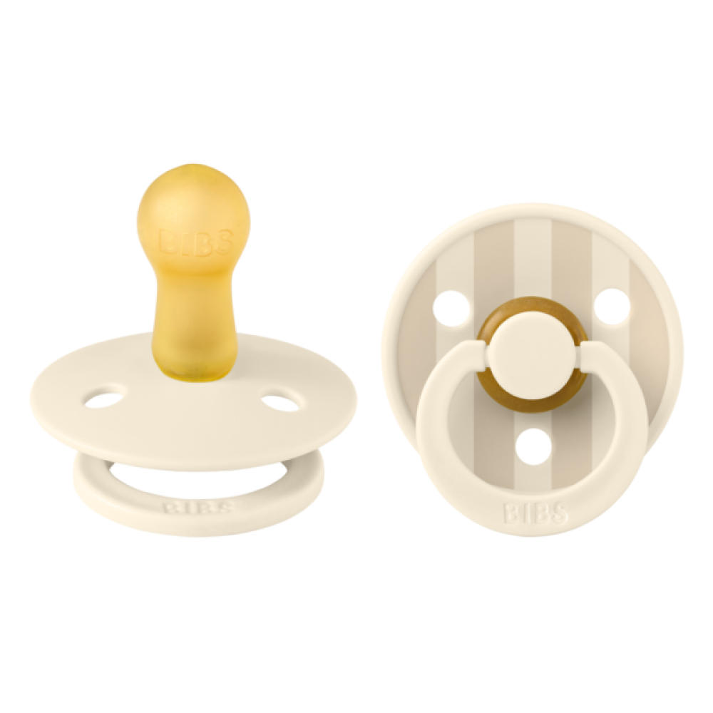 BIBS - Set 2 suzete Colour Studio Collection Stripe Latex, tetina rotunda, 6 luni+