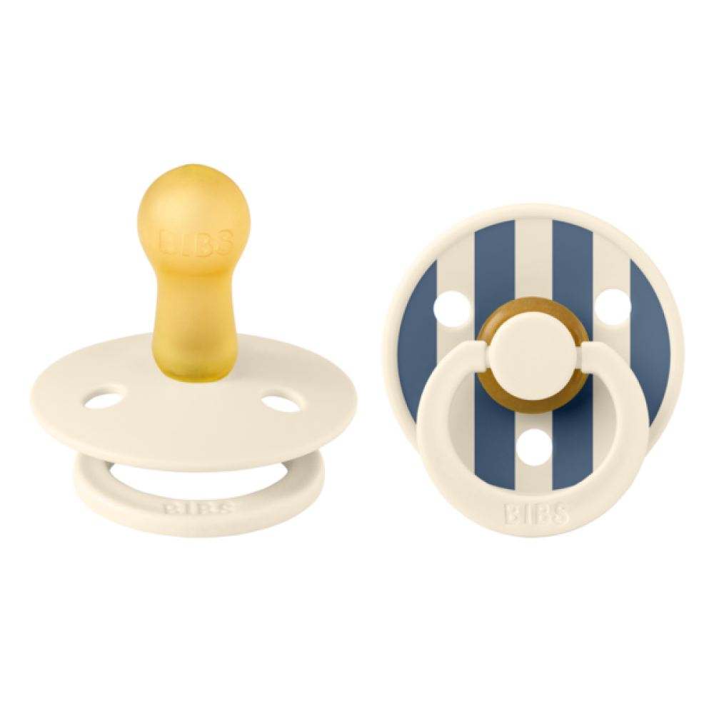 BIBS - Set 2 suzete Colour Studio Collection Stripe Latex, tetina rotunda, 6 luni+