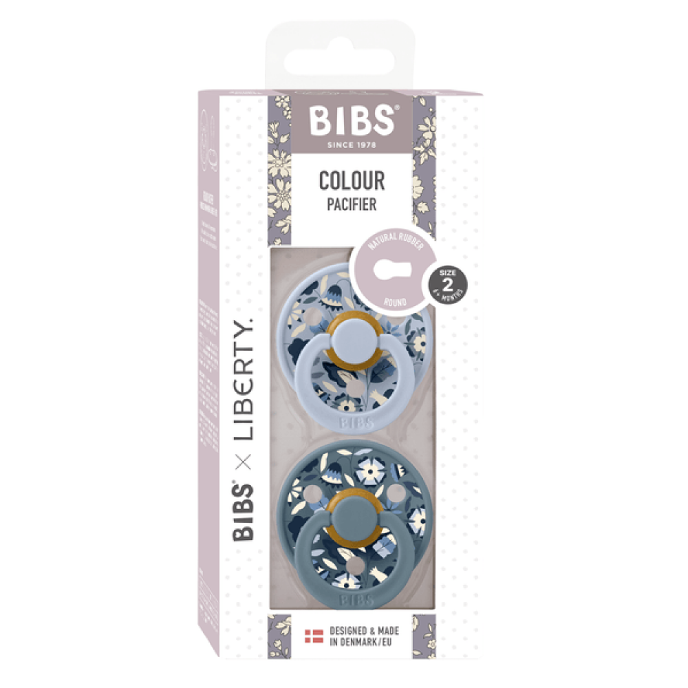 BIBS x LIBERTY - Set 2 suzete Colour Bobo Latex, tetina rotunda, 6 luni+