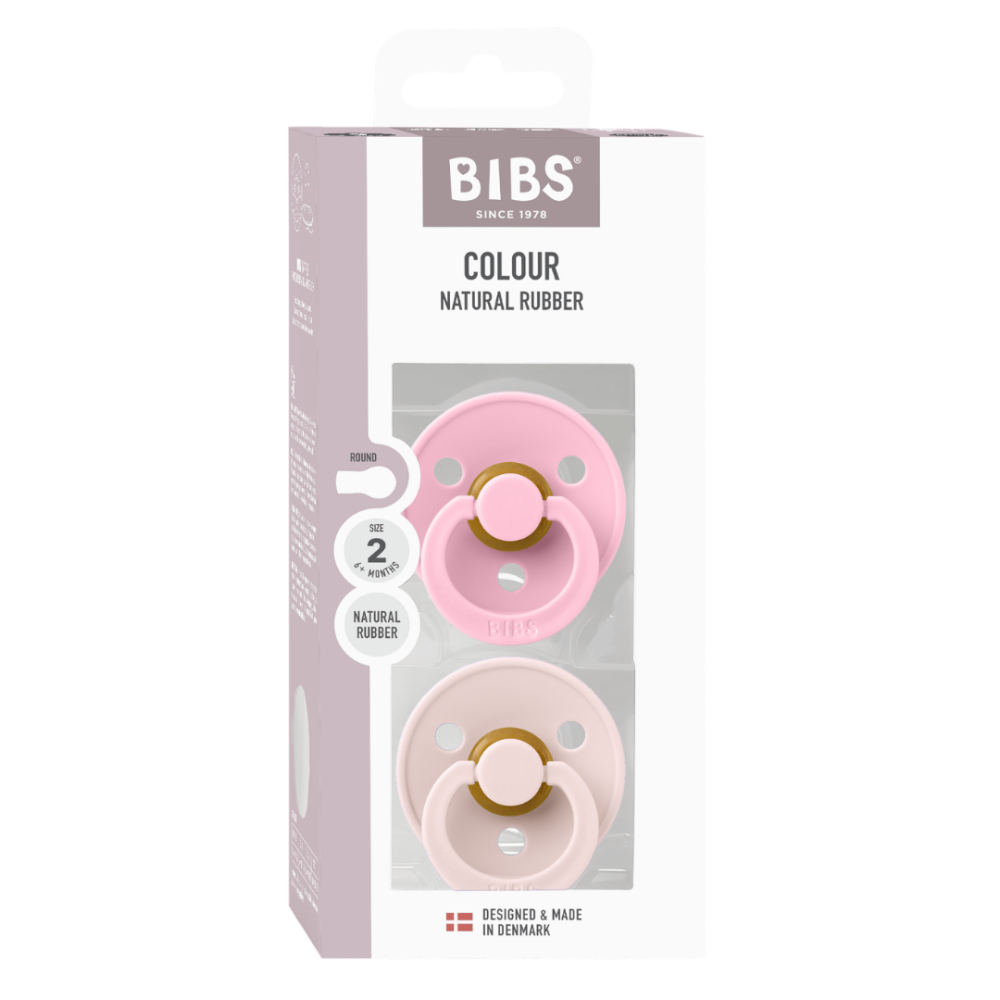 BIBS - Set 2 suzete Colour Latex, tetina rotunda, 6 luni +