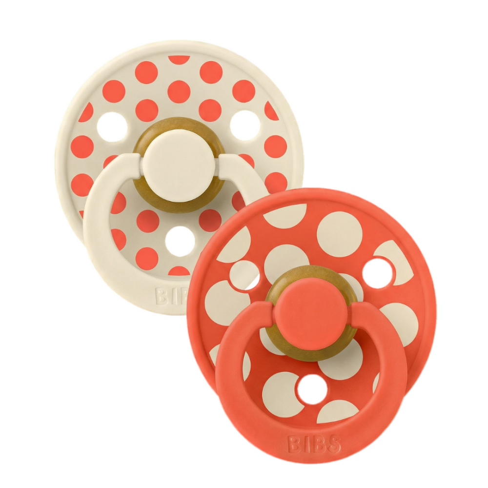 BIBS - Set 2 suzete Colour Studio Collection Polka Dots, tetina rotunda, 6 luni+