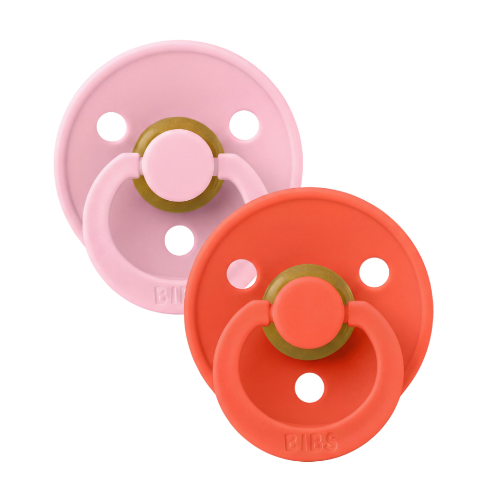 BIBS - Set 2 suzete Colour Latex, tetina rotunda, 6 luni +