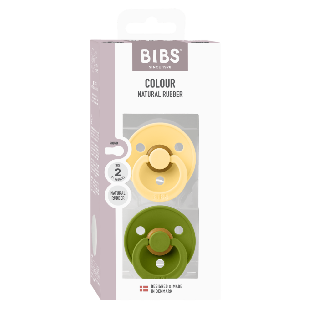 BIBS - Set 2 suzete Colour Latex, tetina rotunda, 6 luni +