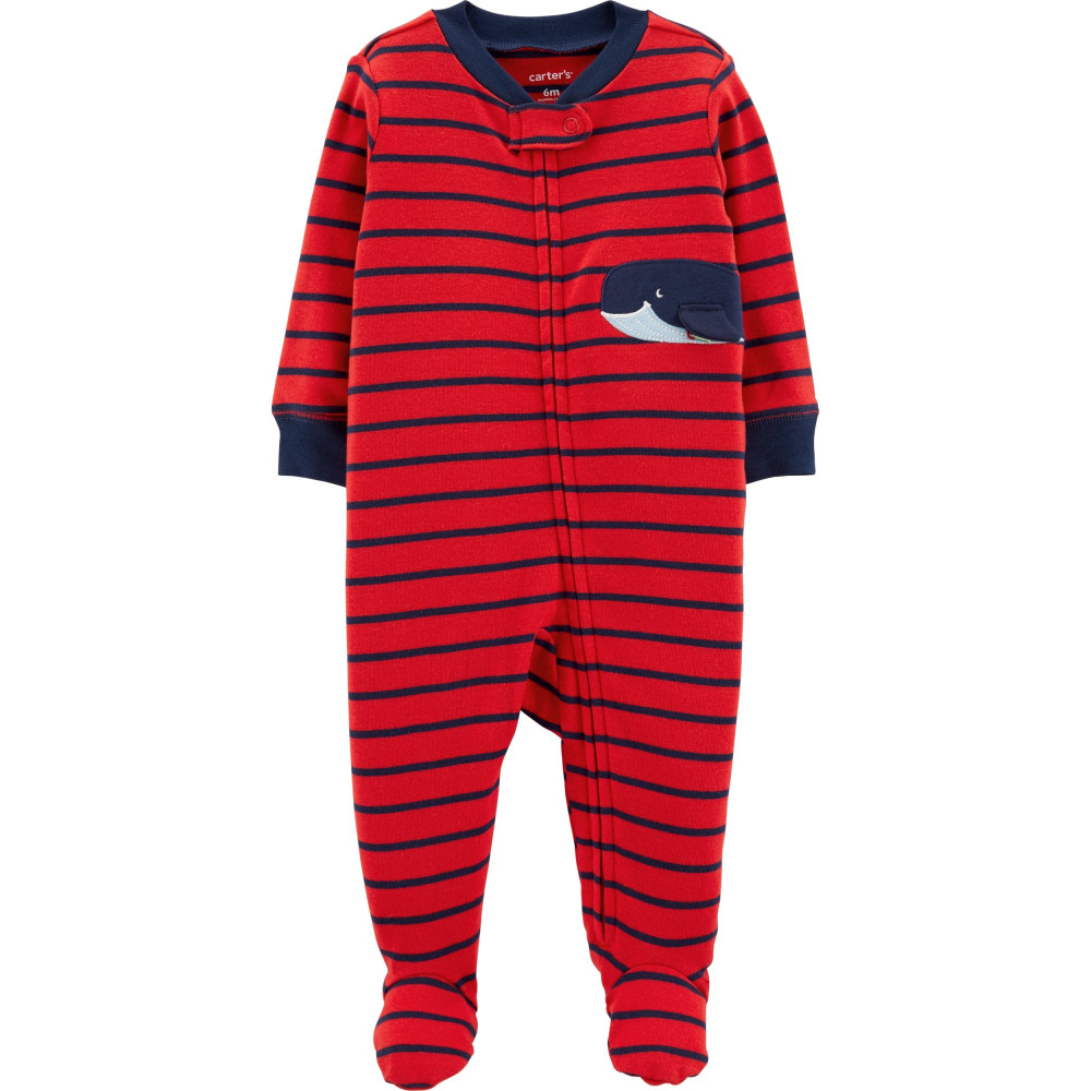Carter’s Pijama roșie cu dungi și balenă 100% bumbac