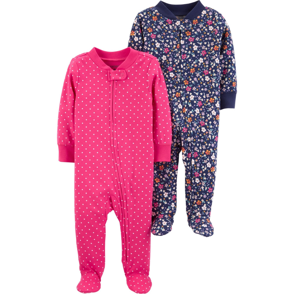 Carter's Set 2 pijamale bebe buline si flori
