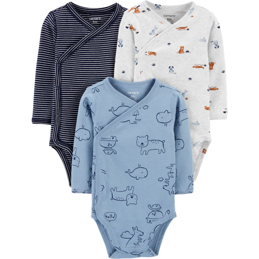 Carter's Set 3 Piese body bebe cu capse laterale Animale