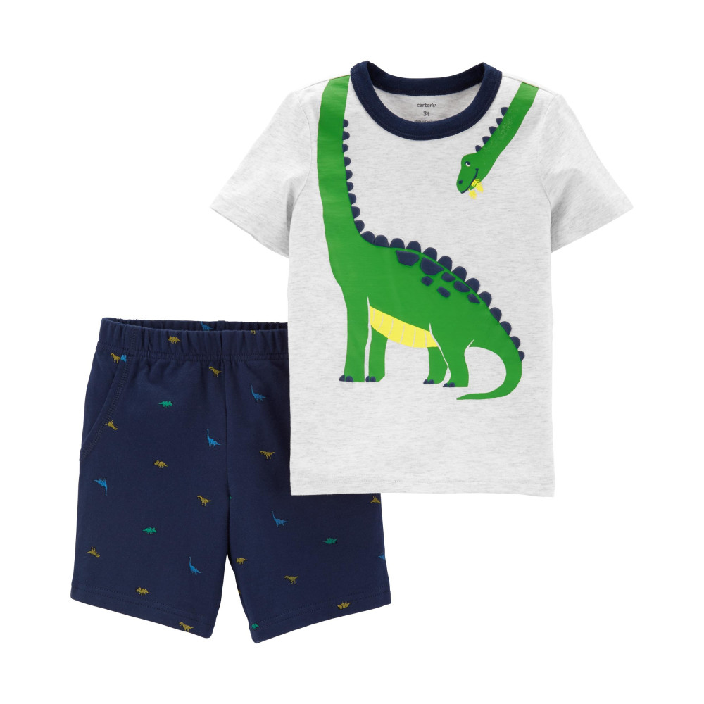Carter’s Set 2 Piese Dinozaur tricou & pantaloni scurți 100% bumbac