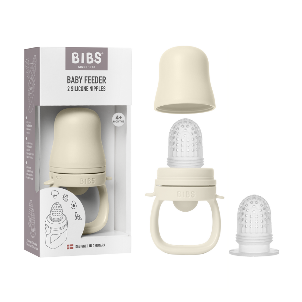 Dispozitiv de hranire BIBS Baby Feeder cu 2 tetine din silicon, Ivory