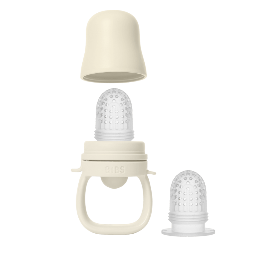 Dispozitiv de hranire BIBS Baby Feeder cu 2 tetine din silicon, Ivory