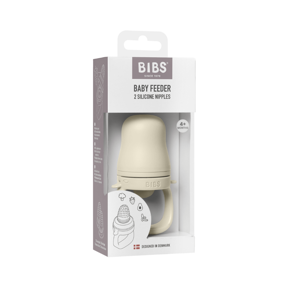 Dispozitiv de hranire BIBS Baby Feeder cu 2 tetine din silicon, Ivory