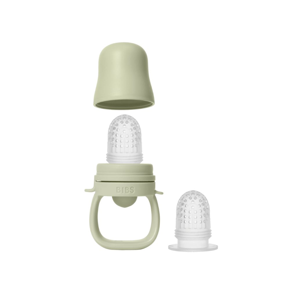 Dispozitiv de hranire BIBS Baby Feeder cu 2 tetine din silicon, Sage