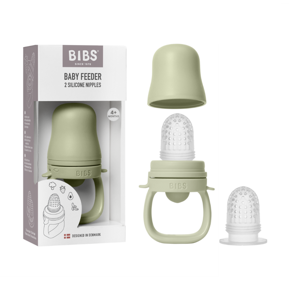 Dispozitiv de hranire BIBS Baby Feeder cu 2 tetine din silicon, Sage