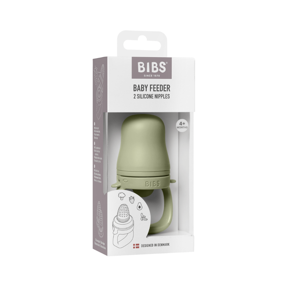 Dispozitiv de hranire BIBS Baby Feeder cu 2 tetine din silicon, Sage