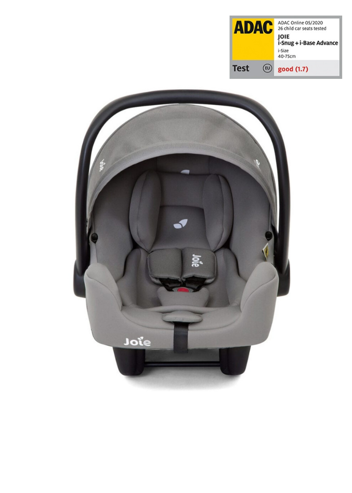 Scoica auto pentru copii Joie i-Snug Gray Flannel, nastere-75 cm, testata ADAC si testata Suplimentar la impact lateral, frontal si din spate