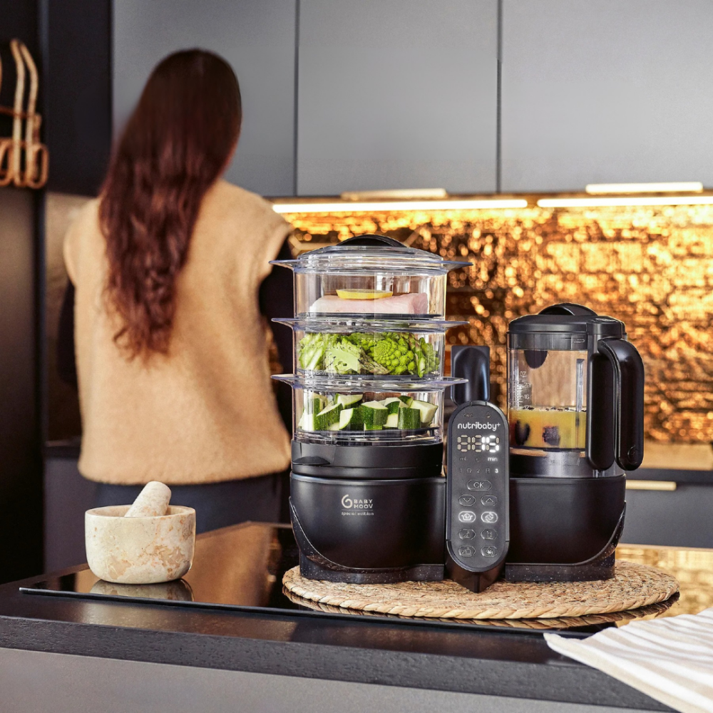 Robot de gatit pentru bebelusi Babymoov Nutribaby multifunctional 5 in 1 (+) XL, Mineral Black