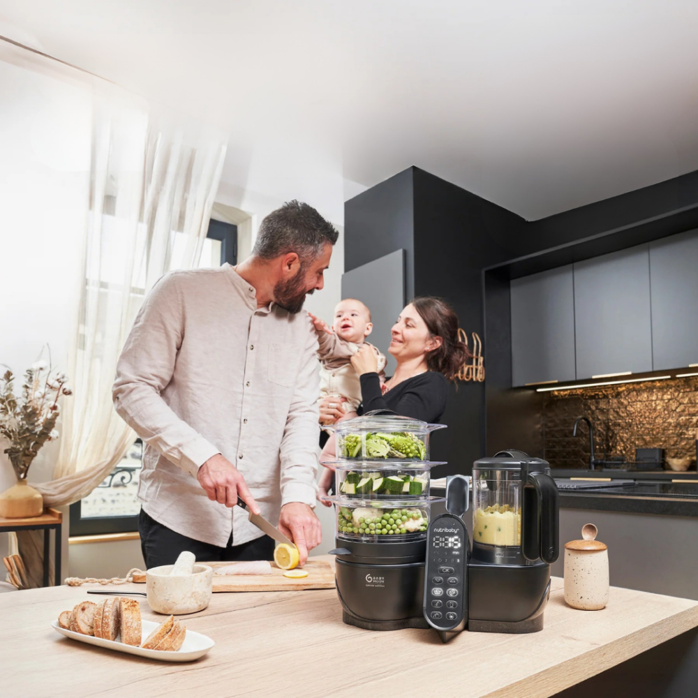 Robot de gatit pentru bebelusi Babymoov Nutribaby multifunctional 5 in 1 (+) XL, Mineral Black