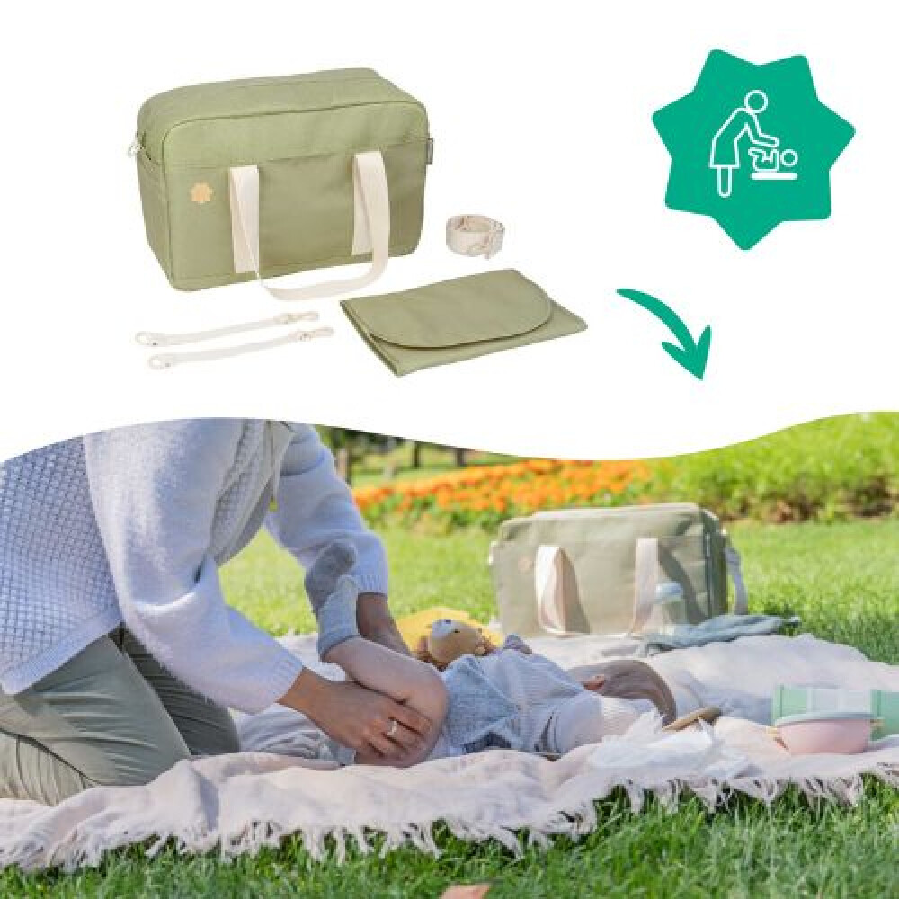 Geanta pentru scutece tip bowling Badabulle Olive
