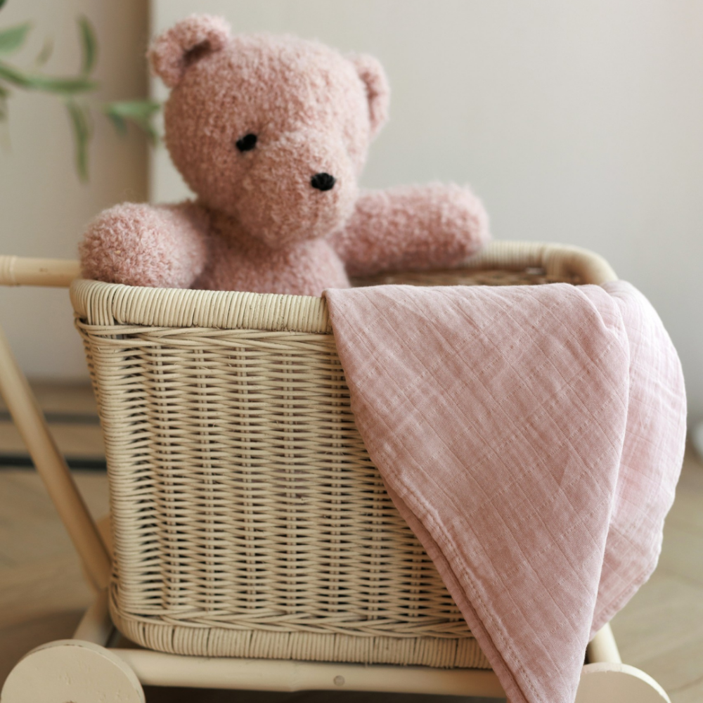 Muselina multifunctionala din bumbac 100% organic, ONINO HUG.me, Warm Peach, x1 bucata, 120 x 120 cm, certificata GOTS