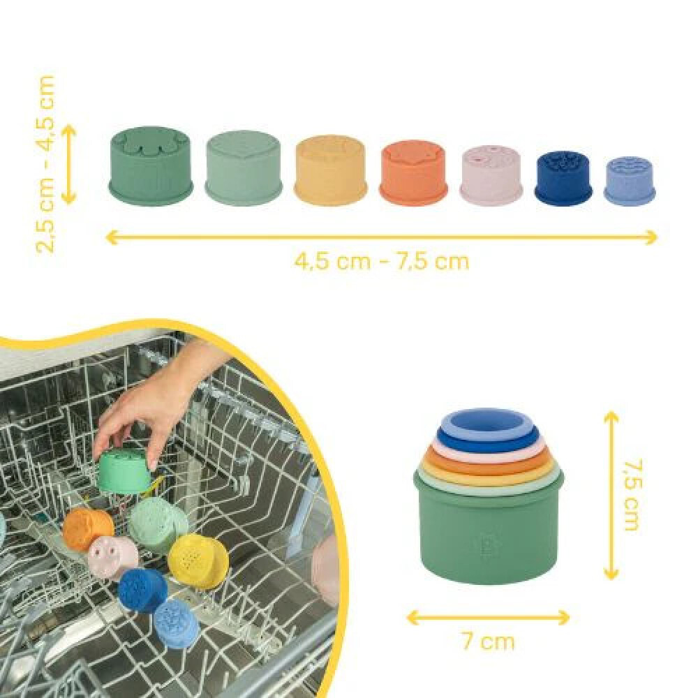 Set 7 jucarii stivuibile Badabulle pentru baie