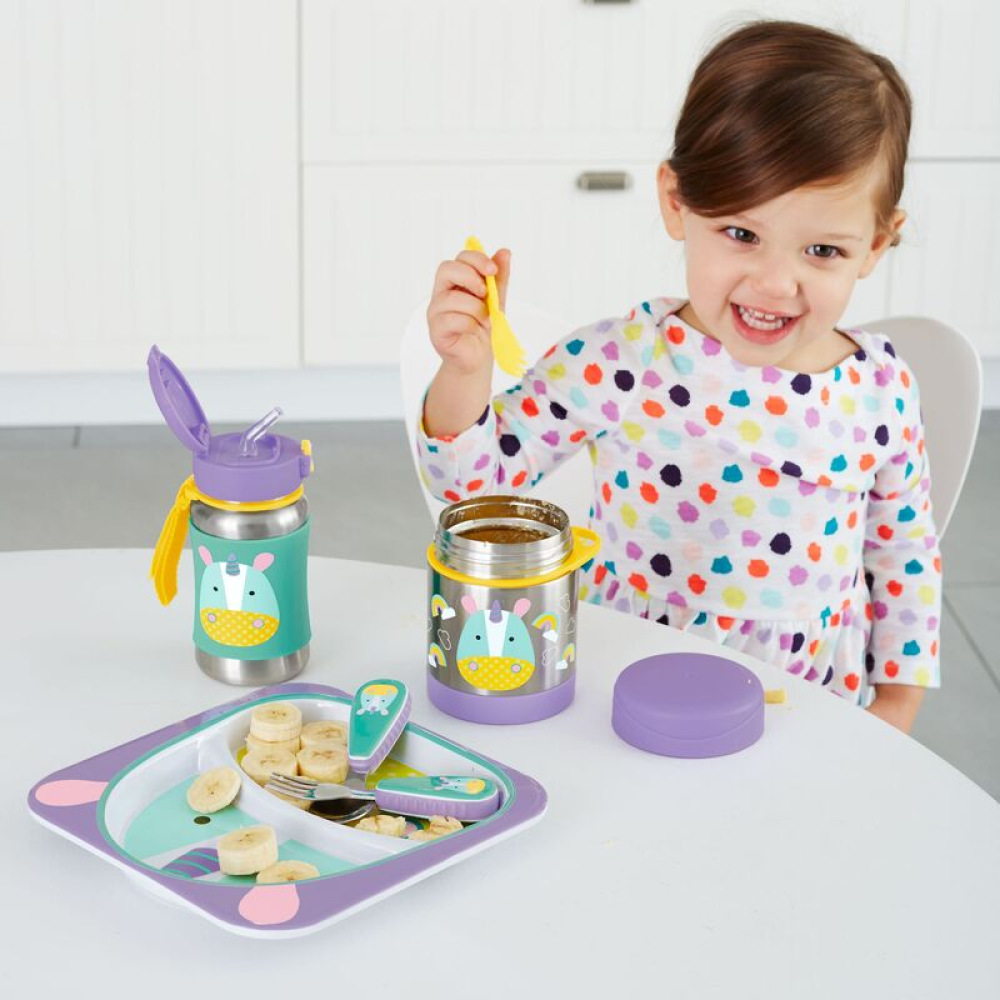 Skip Hop - Sticla cu pai din otel inoxidabil Zoo Unicorn