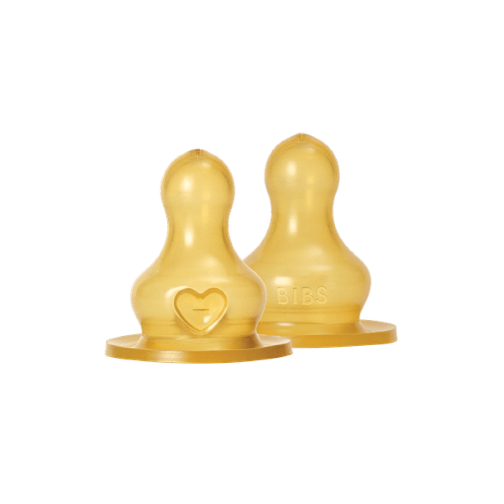 BIBS - Set 2 tetine pentru biberon, Latex, flux rapid