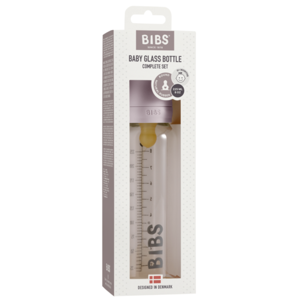 BIBS - Set complet biberon din sticla anticolici, 225 ml, Dusky Lilac
