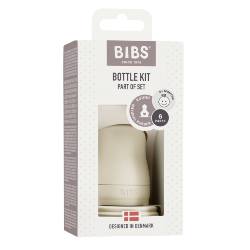 BIBS - Kit pentru set complet biberon din sticla anticolici, Ivory