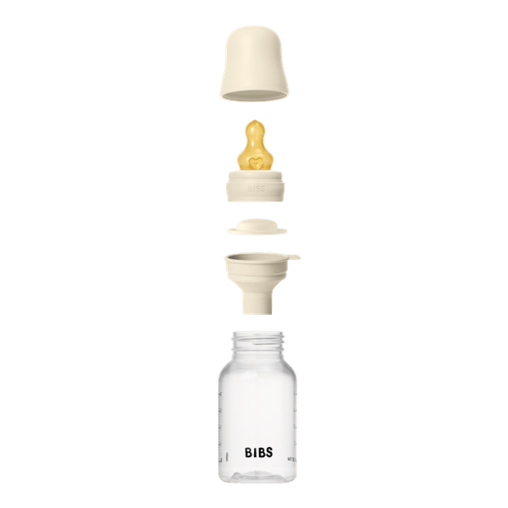 BIBS - Set complet biberon anticolici PP fara BPA, 150 ml, Latex, Ivory