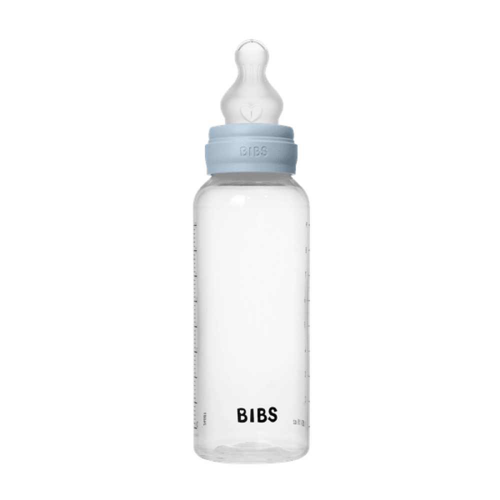 BIBS - Set complet biberon anticolici PP fara BPA, 270 ml, Silicon, Baby Blue
