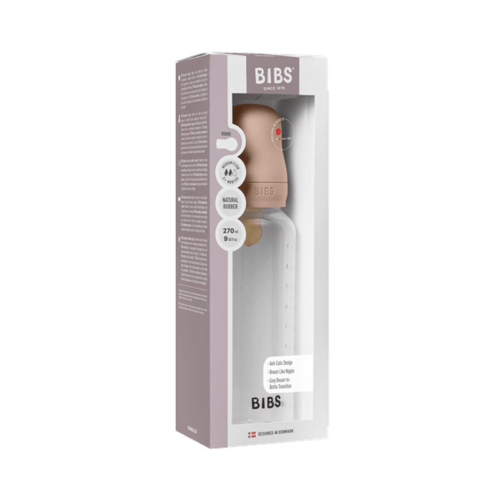 BIBS - Set complet biberon anticolici PP fara BPA, 270 ml, Latex, Blush