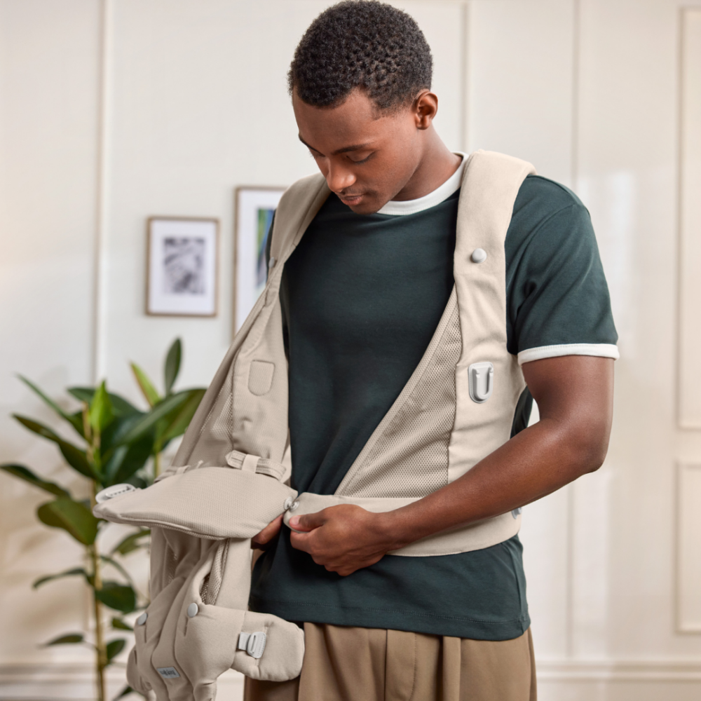 Marsupiu ergonomic Baby Bjorn Baby Carrier Hold, Sand Gray, tesatura periata