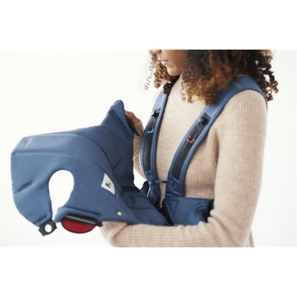 BabyBjorn - Marsupiu anatomic Mini, cu pozitii multiple de purtare – Vintage Indigo, Bumbac