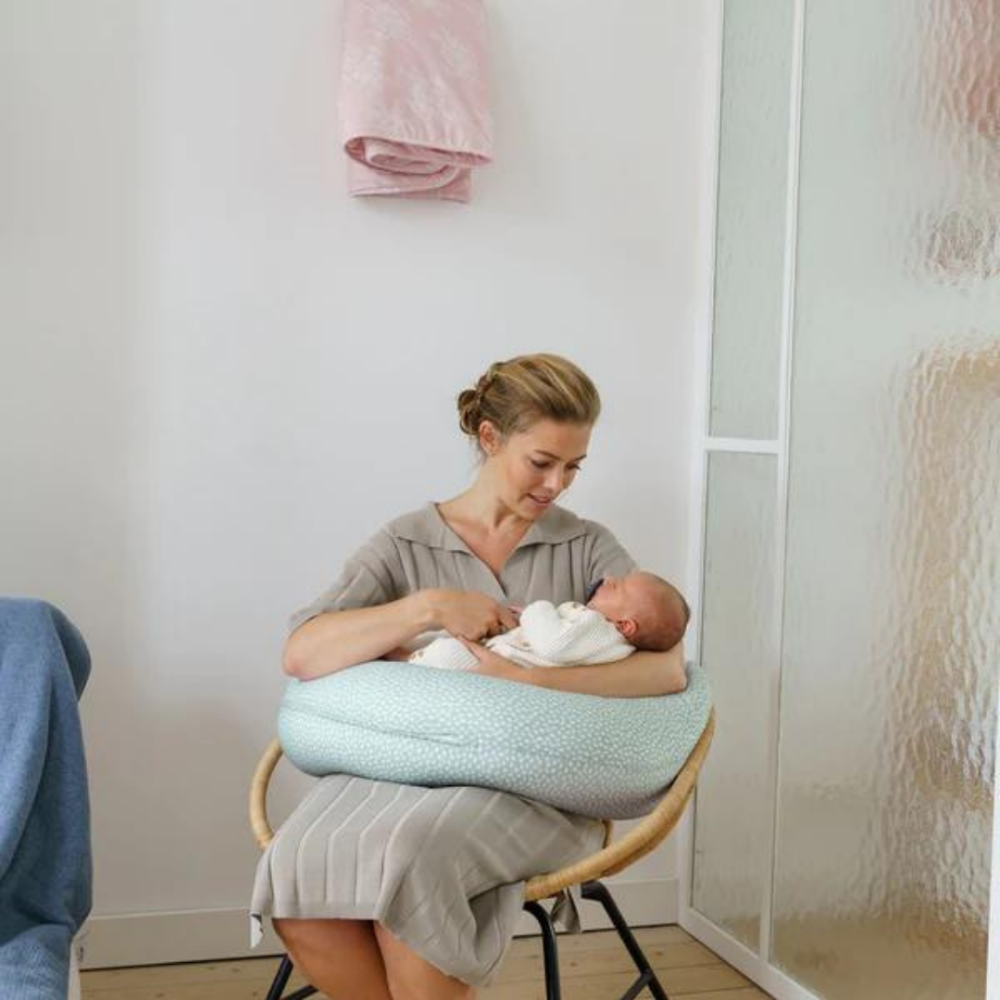  Doomoo - Perna mare pentru gravide si bebelusi 3 in 1, bumbac organic Buddy Cloudy Kaki